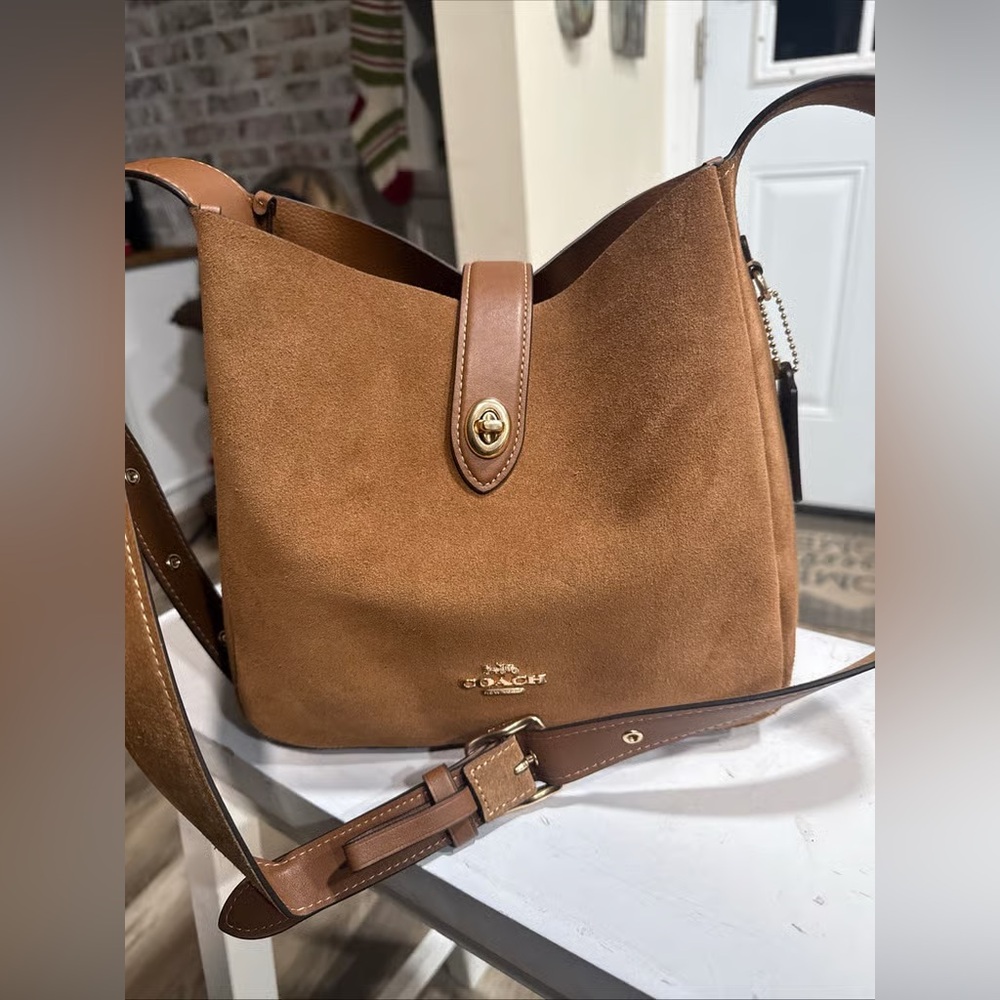 NWT Coach Hadley Convertible Crossbody Bag In Suede CW004 - Picture 1 of 7